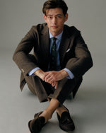 Load image into Gallery viewer, Spread Collar Dress Shirt in Blue Graph Check Poplin