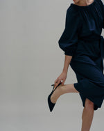 Load image into Gallery viewer, Kitten Heel Slingback in Black Suede
