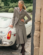 Load image into Gallery viewer, Short Reagan Jacket in Navy/Chocolate Houndstooth