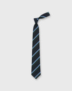 Load image into Gallery viewer, Irish Poplin Tie in Navy/Sky/Hunter Stripe
