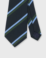 Load image into Gallery viewer, Irish Poplin Tie in Navy/Sky/Hunter Stripe