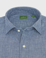 Load image into Gallery viewer, Spread Collar Sport Shirt in Extra Light Washed Indigo Chambray