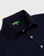 Load image into Gallery viewer, Long-Sleeved Rally Polo Sweater in Navy Cotton