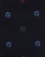 Load image into Gallery viewer, Silk Woven Club Tie in Navy/Multi 45 Turntable Adapter