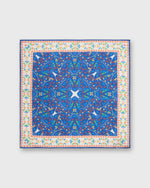 Load image into Gallery viewer, Hand-Rolled Cotton/Linen Print Pocket Square in Blue/Orange Multi Florals