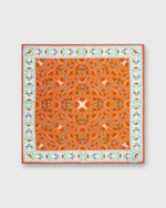 Load image into Gallery viewer, Hand-Rolled Cotton/Linen Print Pocket Square in Orange/Sky Multi Florals