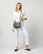 Load image into Gallery viewer, Medium Accordion Clara Crossbody Bag in Dark Green Leather