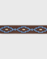 Load image into Gallery viewer, 1 1/8" Polo Belt in Blue/Bone Medium Brown Leather