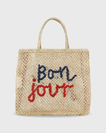 Load image into Gallery viewer, Large Bon Jour Tote in Natural/Blue/Red