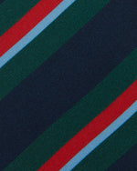 Load image into Gallery viewer, Irish Poplin Tie in Navy/Hunter/Red/Sky Stripe