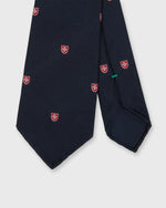 Load image into Gallery viewer, Hand-Rolled Silk Woven Club Tie in Navy/Red Shield