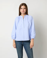 Load image into Gallery viewer, Sienna Top in Sky/White Mini Check Poplin