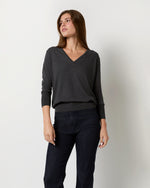 Load image into Gallery viewer, Kate V-Neck Sweater in Heather Charcoal Escorial Wool
