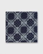 Load image into Gallery viewer, Hand-Rolled Cotton Print Pocket Square in Navy/White Paisley