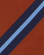 Load image into Gallery viewer, Silk/Cotton Woven Tie in Rust/Navy/Sky Stripe