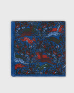 Load image into Gallery viewer, Hand-Rolled Wool Print Pocket Square in Blue Antelope Scene