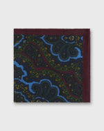 Load image into Gallery viewer, Hand-Rolled Wool Print Pocket Square in Green/Navy/Glacier Paisley