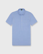 Load image into Gallery viewer, Short-Sleeved Knit Button-Down Popover Shirt in Sky Oxford Pima Pique
