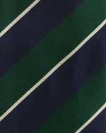 Load image into Gallery viewer, Silk/Cotton Mogador Tie in Green/Navy/Bone Stripe