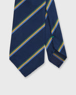 Load image into Gallery viewer, Silk Woven Tie in Navy/Green/Gold Multi Stripe