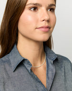 Load image into Gallery viewer, Tiny Beaded 14K Gold Necklace in Light Aquamarine