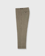 Load image into Gallery viewer, Pleated Dress Trouser in Olive/Brown Check Linen Twill