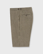Load image into Gallery viewer, Pleated Dress Trouser in Olive/Brown Check Linen Twill