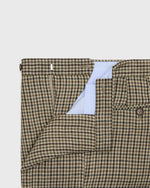 Load image into Gallery viewer, Pleated Dress Trouser in Olive/Brown Check Linen Twill