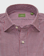 Load image into Gallery viewer, Spread Collar Sport Shirt in Heather Sky/Garnet Gingham Poplin