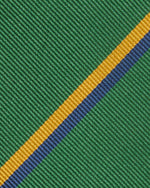 Load image into Gallery viewer, Silk Woven Tie in Green/Yellow/Navy Stripe