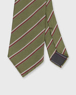 Load image into Gallery viewer, Silk Woven Tie in Olive/Umber/Bone Stripe