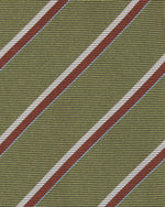 Load image into Gallery viewer, Silk Woven Tie in Olive/Umber/Bone Stripe