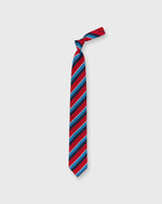 Load image into Gallery viewer, Hand-Rolled Silk Woven Tie in Red/Marine/Navy Stripe
