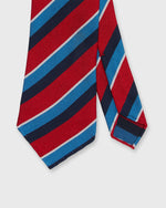 Load image into Gallery viewer, Hand-Rolled Silk Woven Tie in Red/Marine/Navy Stripe