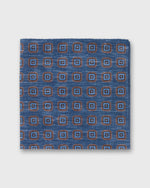 Load image into Gallery viewer, Hand-Rolled Cotolino Print Pocket Square in Navy/Umber/Sky Medallion