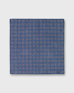 Load image into Gallery viewer, Hand-Rolled Cotolino Print Pocket Square in Navy/Umber/Sky Medallion