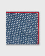 Load image into Gallery viewer, Hand-Rolled Linen/Cotton Print Pocket Square in Navy/Bone/Red Multi Flower