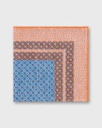 Load image into Gallery viewer, Hand-Rolled Linen/Cotton Print Pocket Square in Melon/Blue/Bone Mosaic