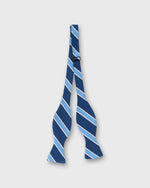 Load image into Gallery viewer, Silk Bow Tie in Navy/Cobalt Crescent Stripes