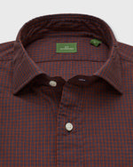 Load image into Gallery viewer, Spread Collar Sport Shirt in Maple/Blue Check Poplin