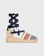 Load image into Gallery viewer, Pia Low Espadrille in Ivory/Navy/Red Stripe Canvas