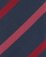 Load image into Gallery viewer, Silk/Cotton Mogador Tie in Navy/Red/Pink Stripe