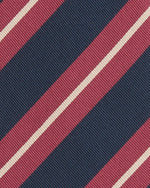 Load image into Gallery viewer, Silk/Cotton Mogador Tie in Navy/Pink/Butter Stripe