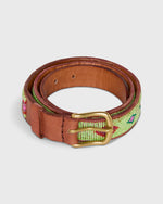 Load image into Gallery viewer, 1.25" African Beaded Belt in Metallic Alo Green Belmasi