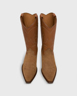 Load image into Gallery viewer, Tammy Cowboy Boot in Tobacco Leather/Cigar Suede
