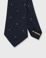 Load image into Gallery viewer, Silk Woven Tie in Navy/Yellow Dot