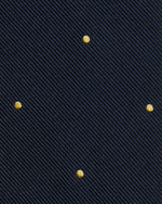 Load image into Gallery viewer, Silk Woven Tie in Navy/Yellow Dot