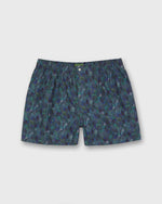 Load image into Gallery viewer, Button-Front Boxer Short in Navy/Green Multi Chaparral Liberty Fabric