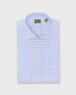 Load image into Gallery viewer, Spread Collar Dress Shirt in White/Sky Check Poplin