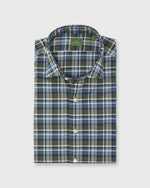 Load image into Gallery viewer, Spread Collar Sport Shirt in Green/Sky/Navy Plaid Poplin